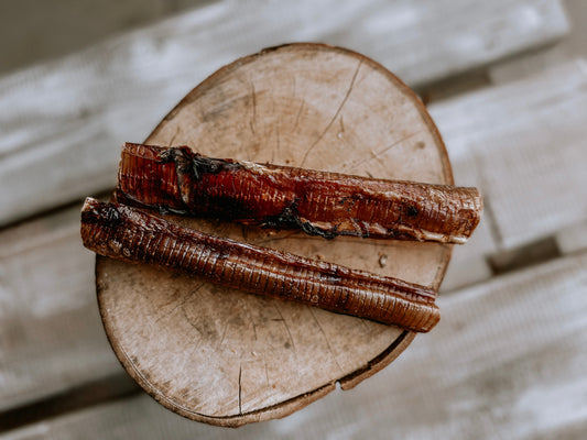 Ostrich straws dog chew available on Bodhi & The Birchtree